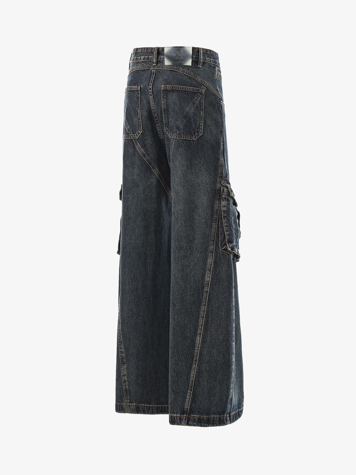 High-Waisted Wide-Leg Cargo Pants with Unique Pocket Design
