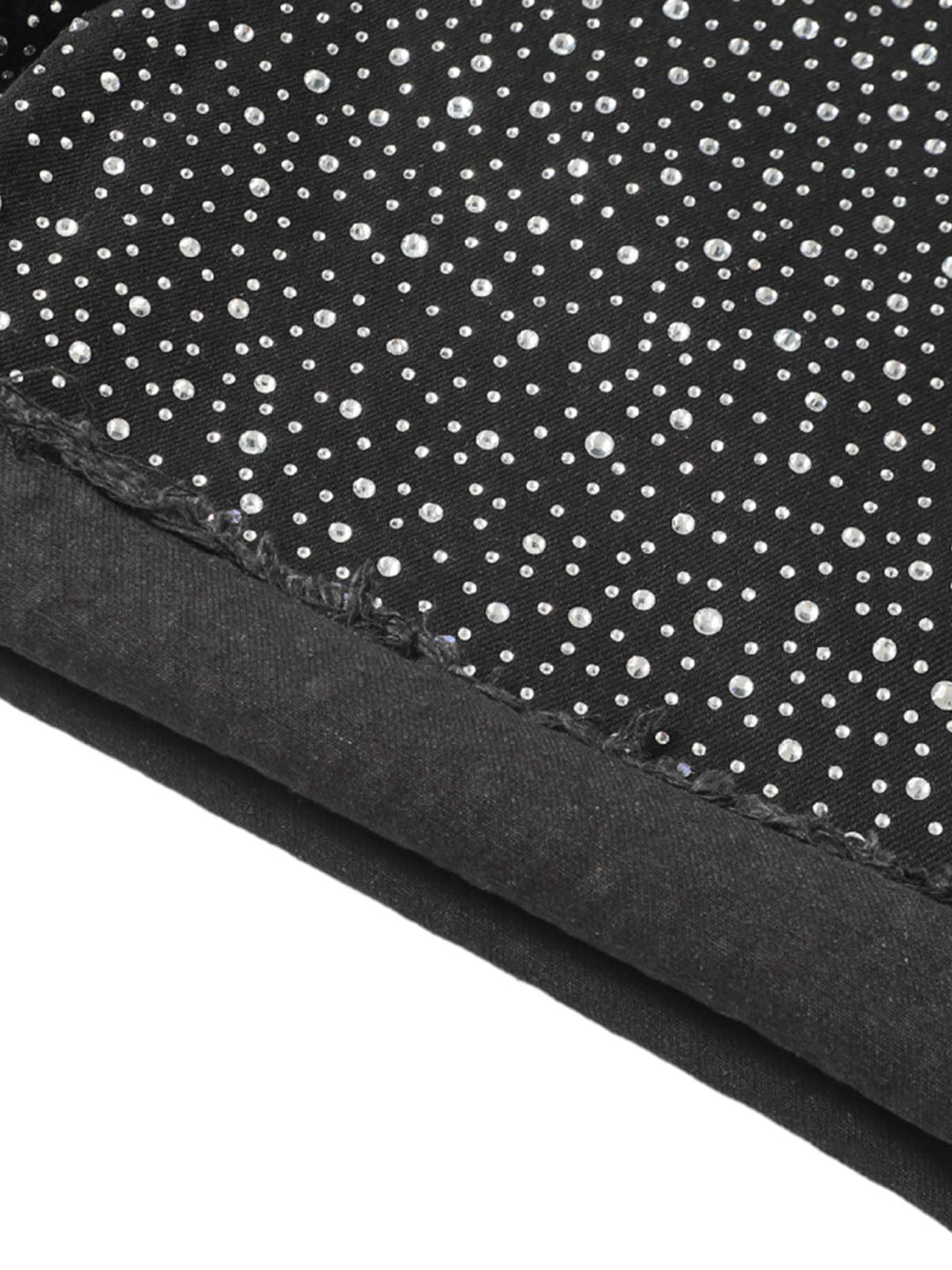 Retro Washed Rhinestone Raw Edge Denim Shorts - 2419