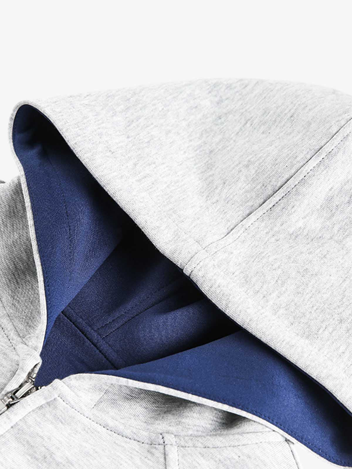 Street Deconstructed Split Zippered Hooded Sweatshirt