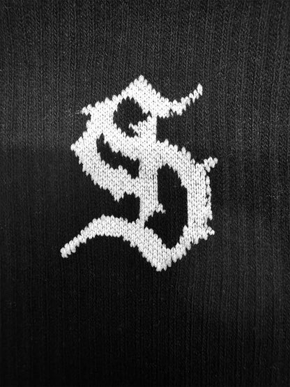 Stylish Black Crew Socks with Unique Logo Design for Everyday Wear