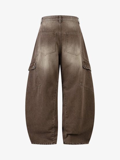 High-Waisted Wide-Leg Cargo Pants with Unique Pocket Design