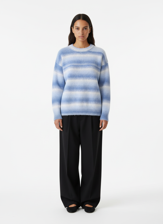 Retro Gradient Stripe Jacquard Sweater