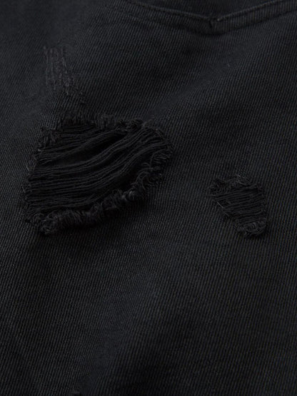 Distressed Ripped Black Denim Shorts