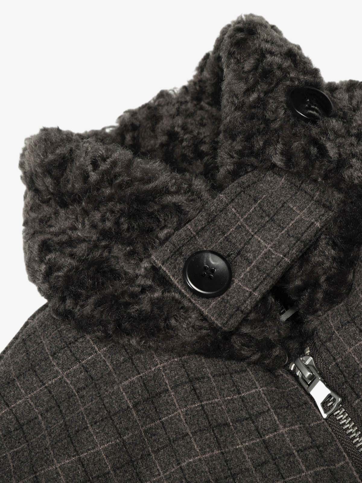 Plaid Bomber Jacket with Faux Fur Collar - Perfect for Casual Winter Wear