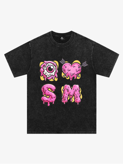 Thesupermade eyeball and love graffiti declaration T-shirt