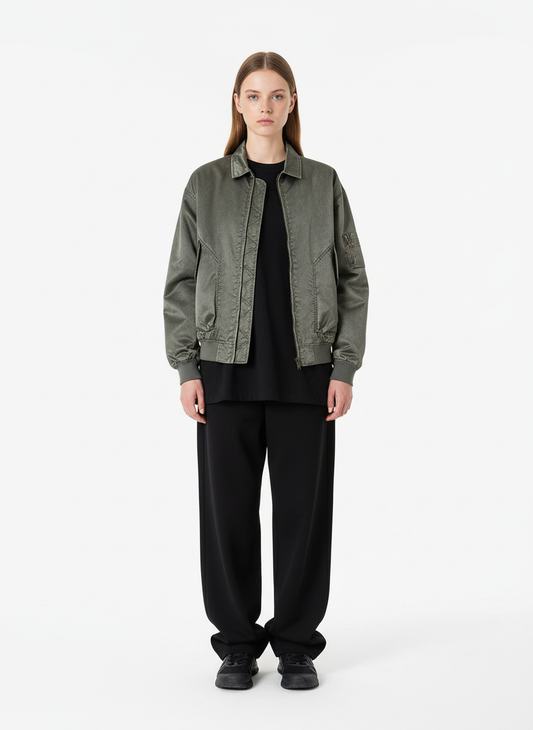 Retro Utility Nylon Patchwork Bomber Jacket