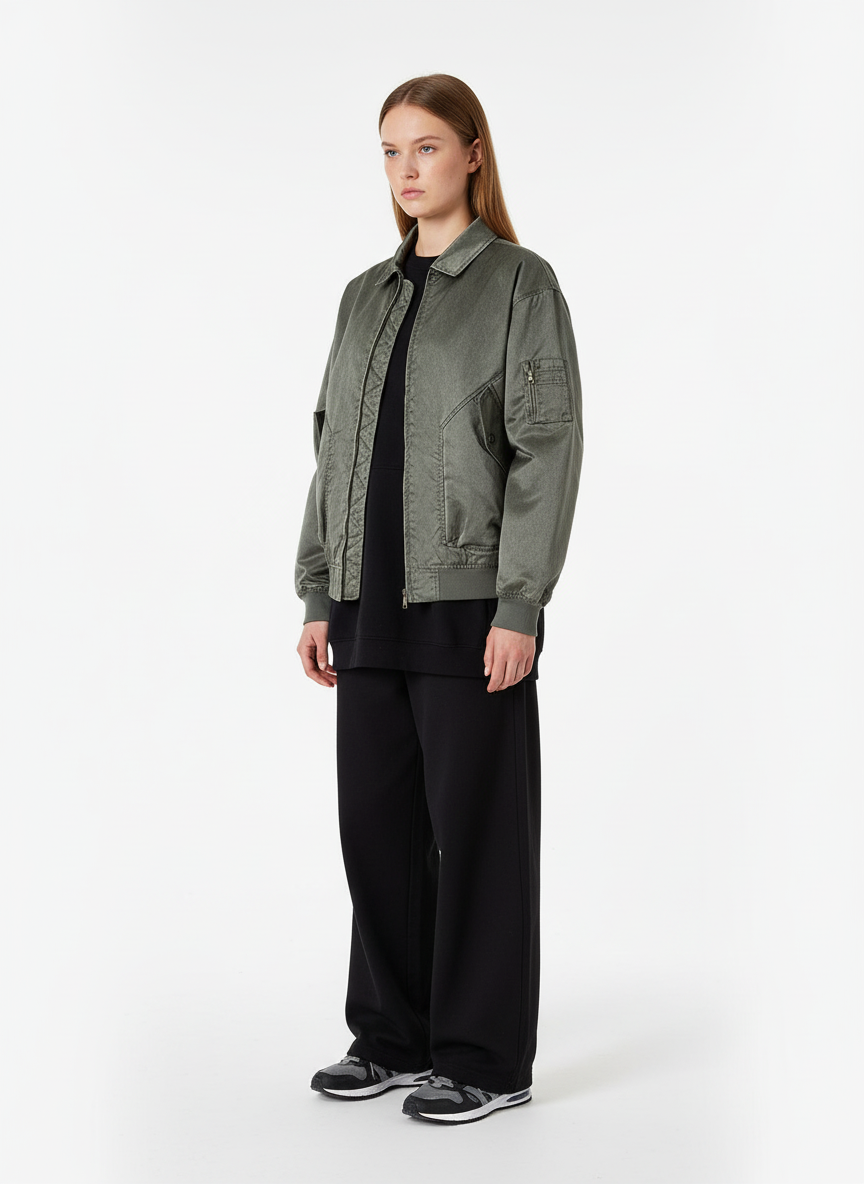 Retro Utility Nylon Patchwork Bomber Jacket