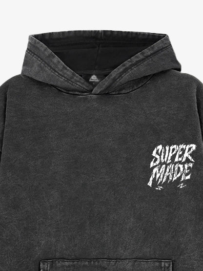 Distressed Graphic Bold Angel Wings Design Hoodie