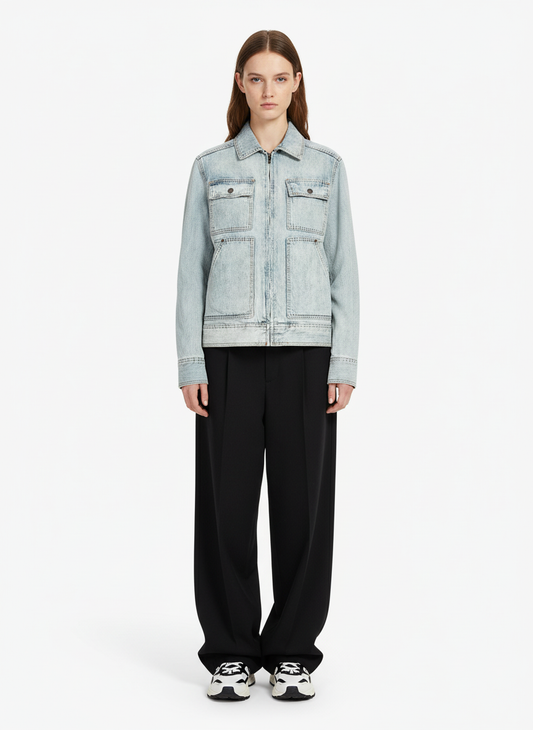 Vintage Light Wash Workwear Denim Jacket