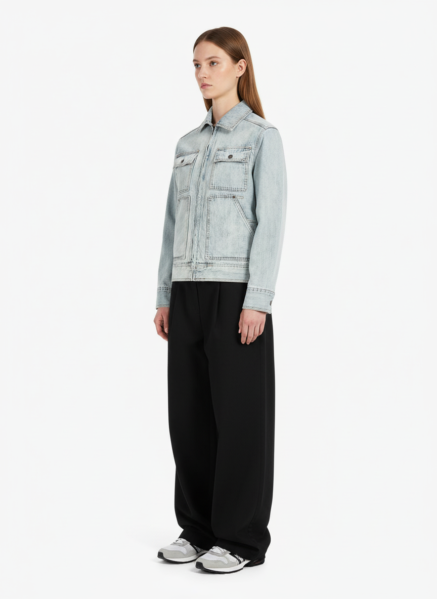 Vintage Light Wash Workwear Denim Jacket