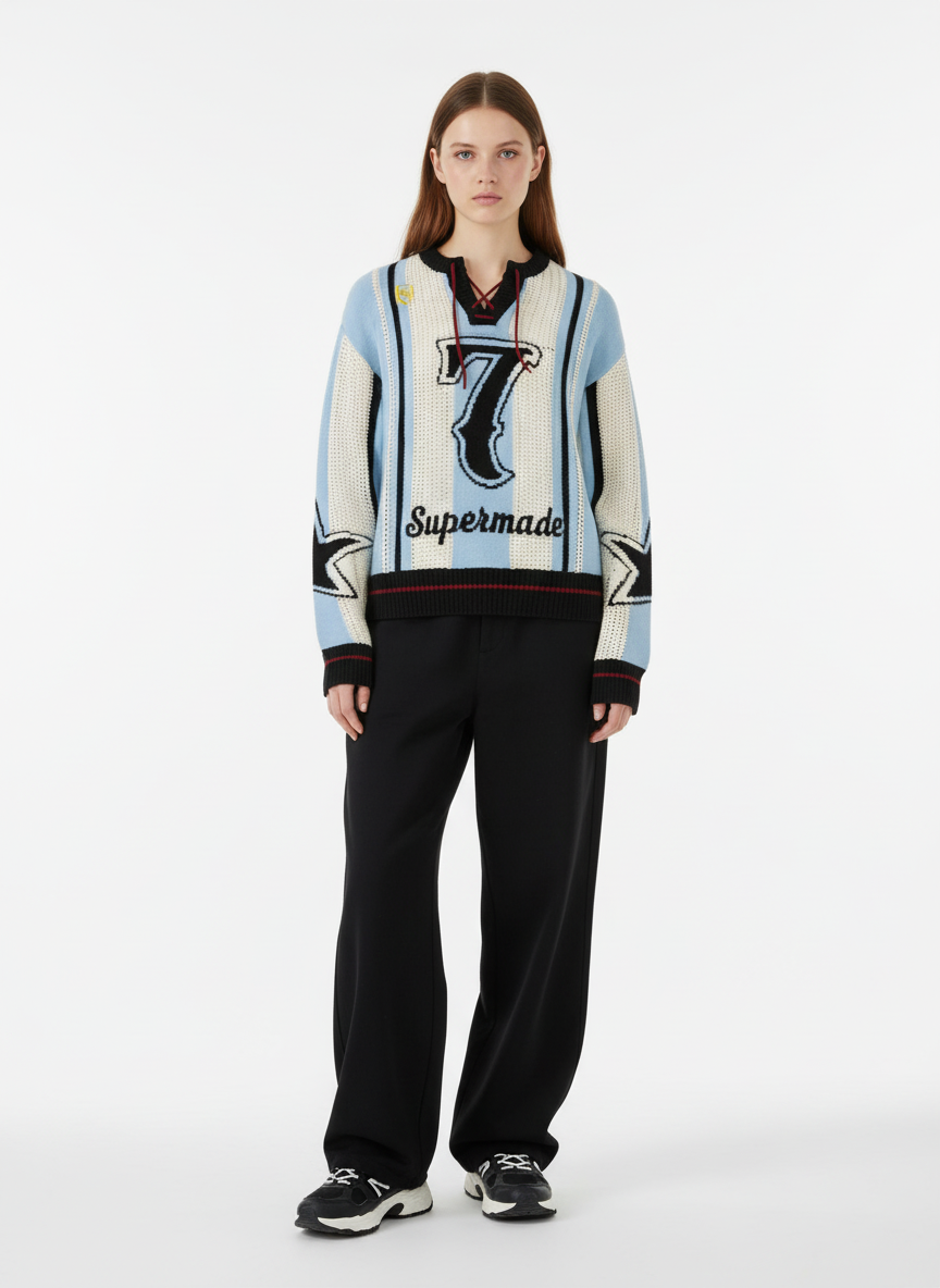 Vintage Sporty Crochet Hollow-knit Cropped Sweater