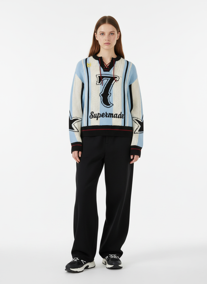 Vintage Sporty Crochet Hollow-knit Cropped Sweater