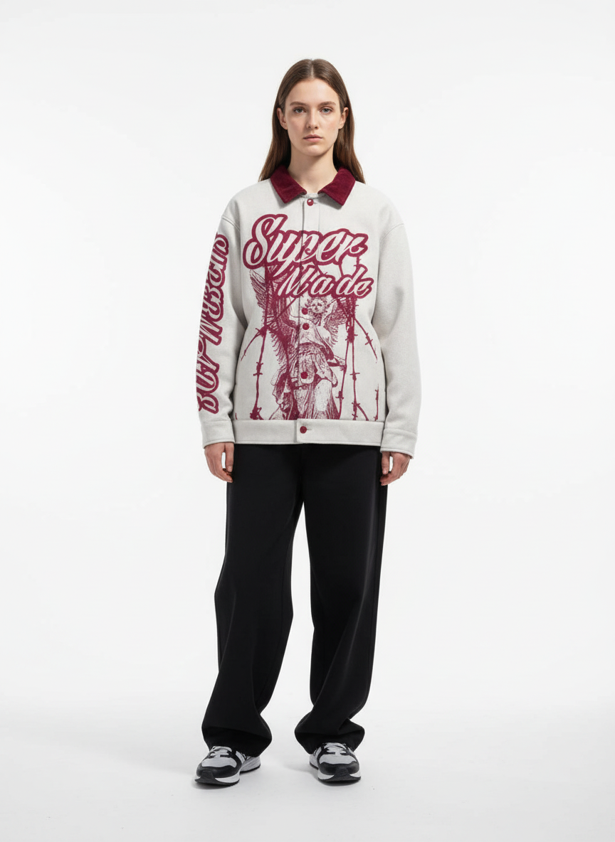 SuperMade Embroidered With Angel Design Jacket