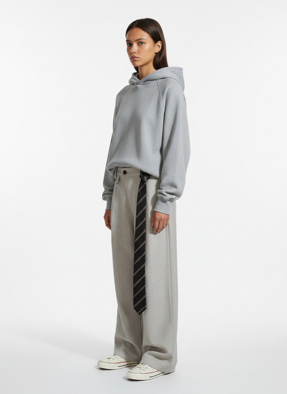 Tie Detail Relaxed Fit Draped Suit Pants
