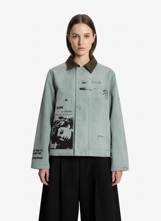 Vintage Washed Distressed Barn Work Jacket