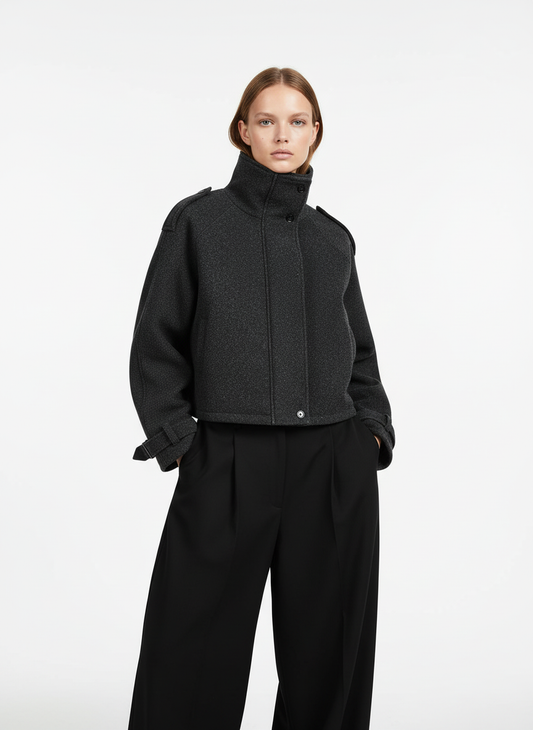 Retro Wool Blend Stand Collar Cotton Jacket