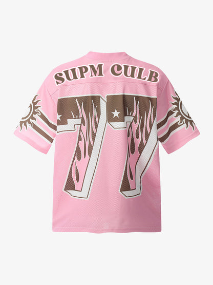 Pink Flame Print Jersey T-shirt - 2390