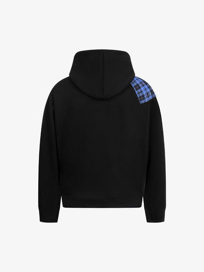 Retro Street Plaid Bow Stitching Hoodie