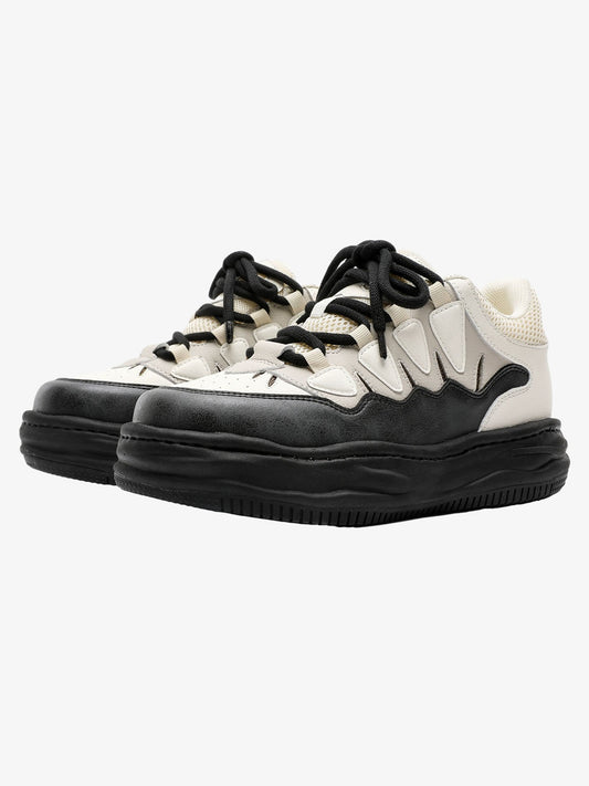 Black And White Platform Sneakers - 2449