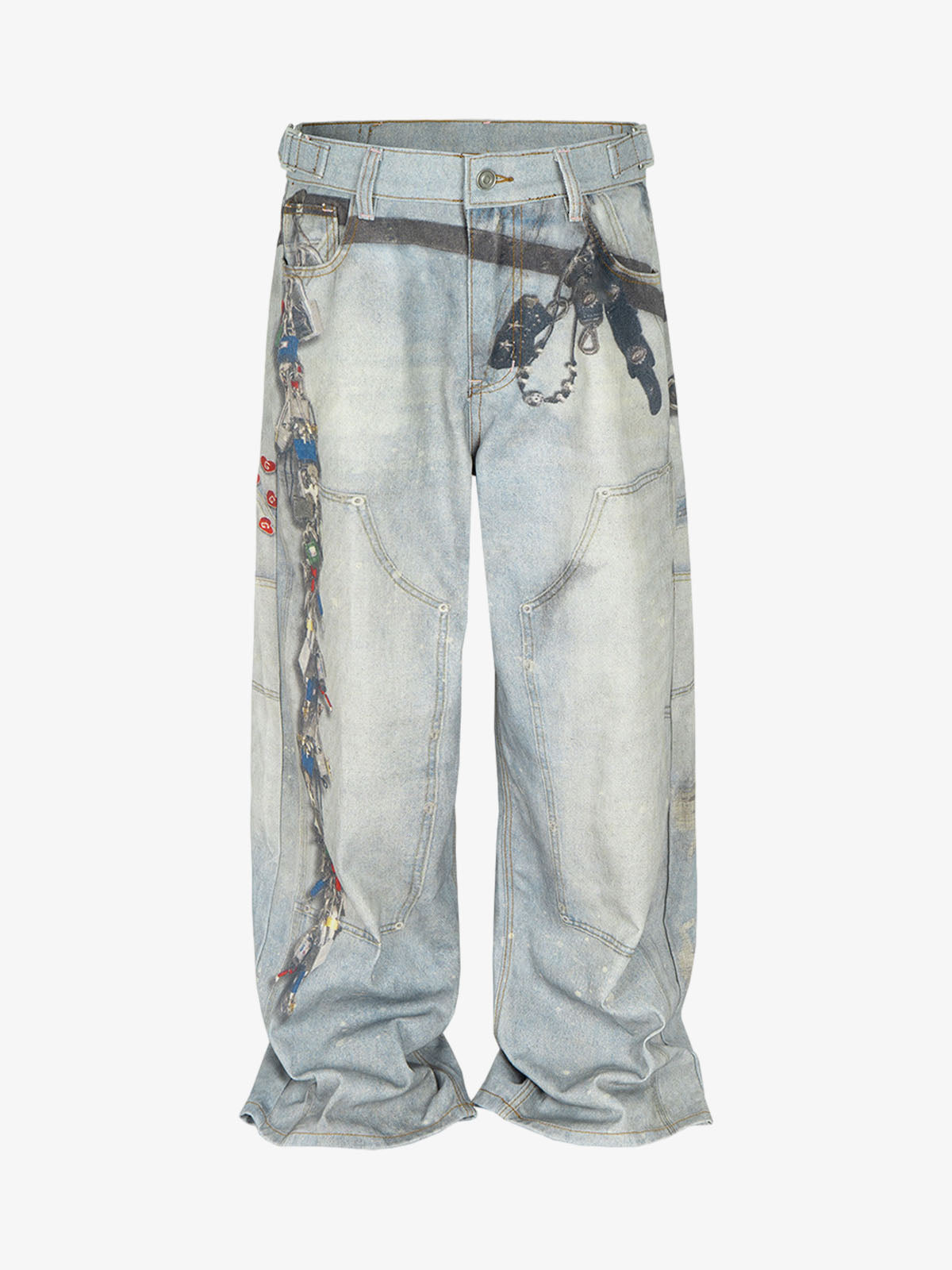 Multi-Keychain Heart Digital Printed Jeans