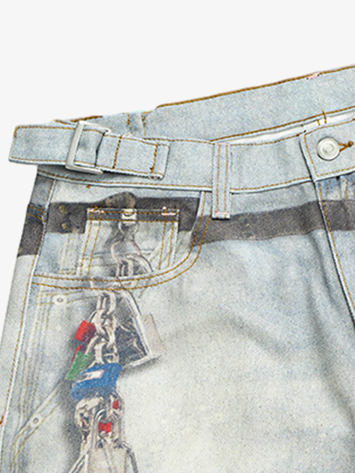 Multi-Keychain Heart Digital Printed Jeans