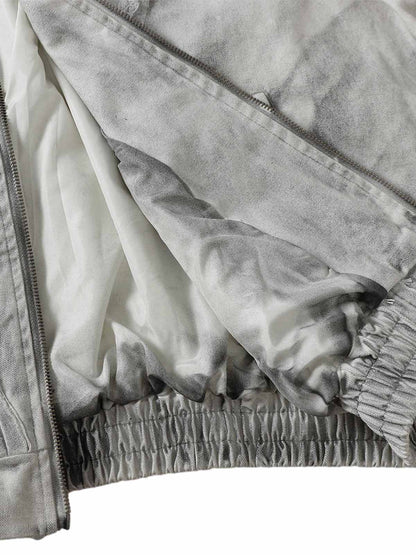 Thesupermade Washed Distressed Fur Hooded Jacket