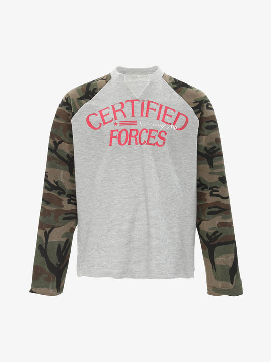 Certified Forces Camo Raglan Long Sleeve Top for Men - Perfect for Casual and Outdoor Activities