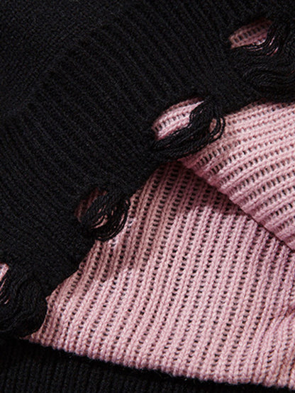 Niche Raw Edge Fringed Knit Sweater