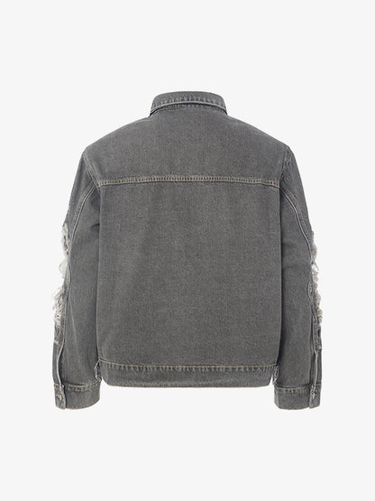 Retro Washed Distressed Denim Jacket