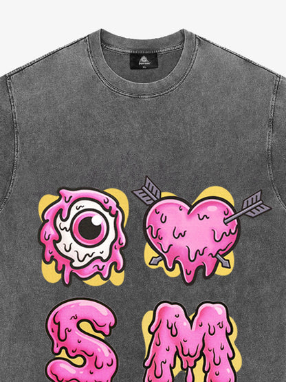 Thesupermade eyeball and love graffiti declaration T-shirt