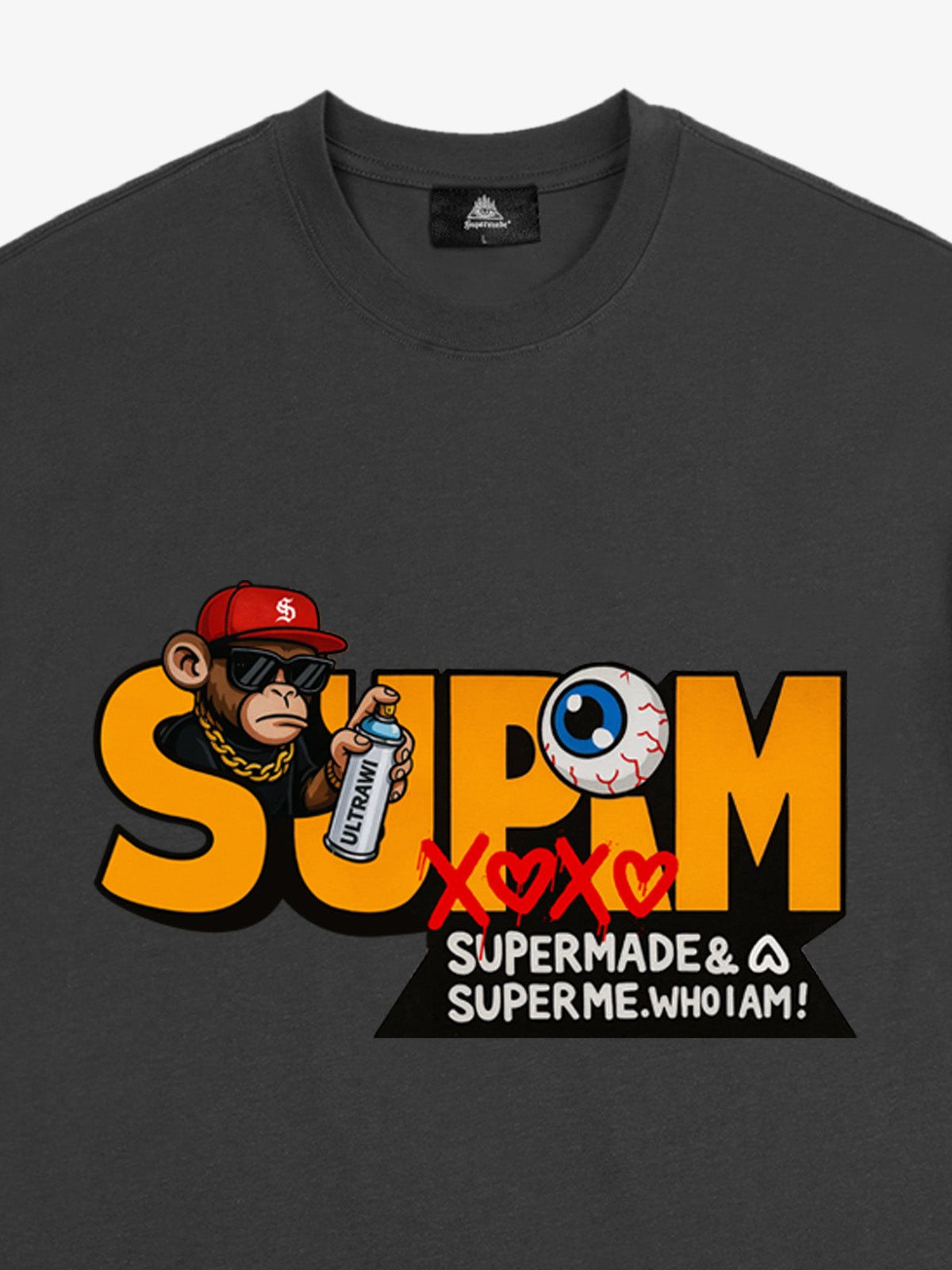 Supermade Trendy Hip-Hop Monkey Graffiti Font T-Shirt