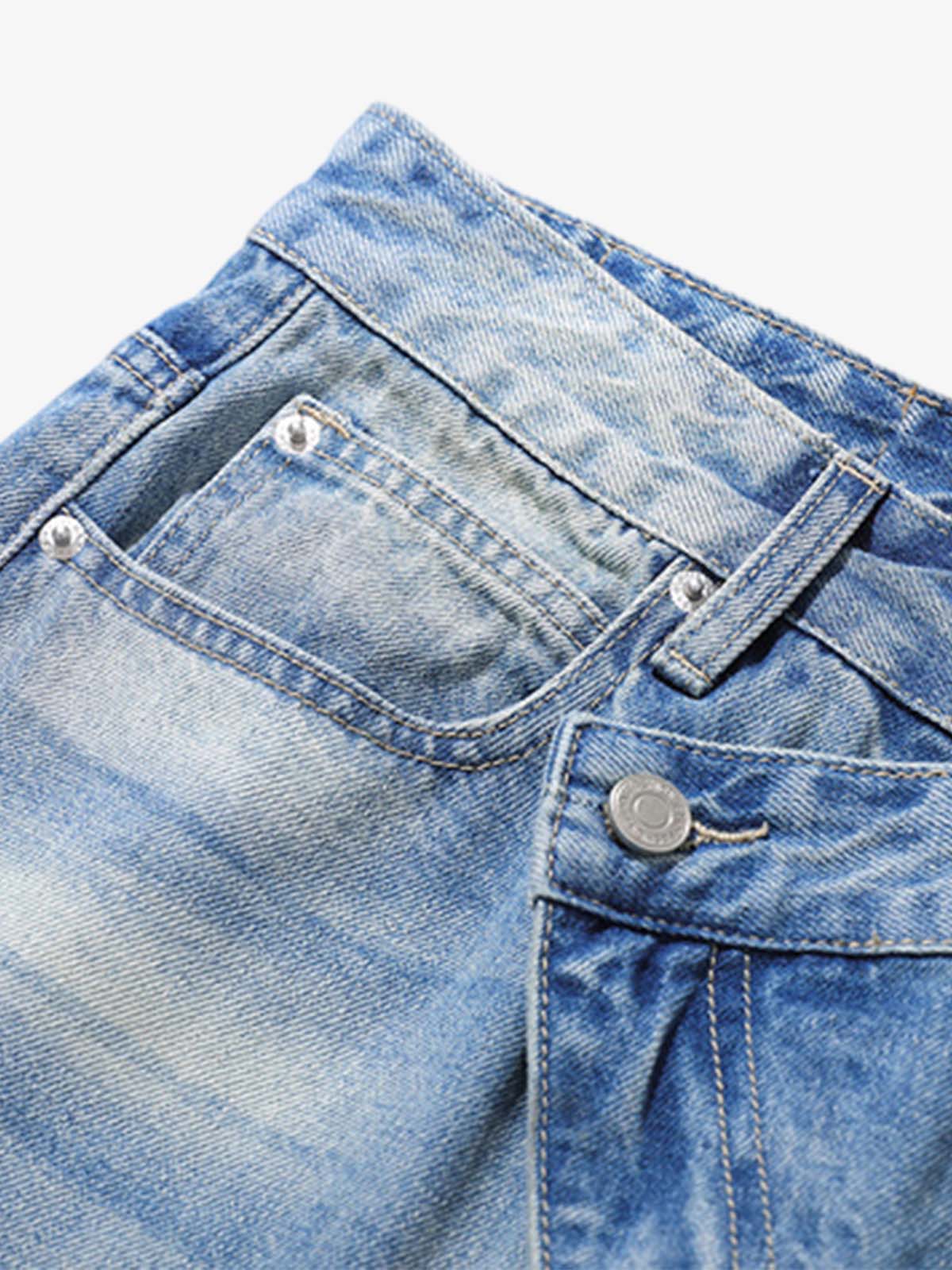 Belt Dislocation Creative Washed Jeans