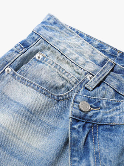 Belt Dislocation Creative Washed Jeans