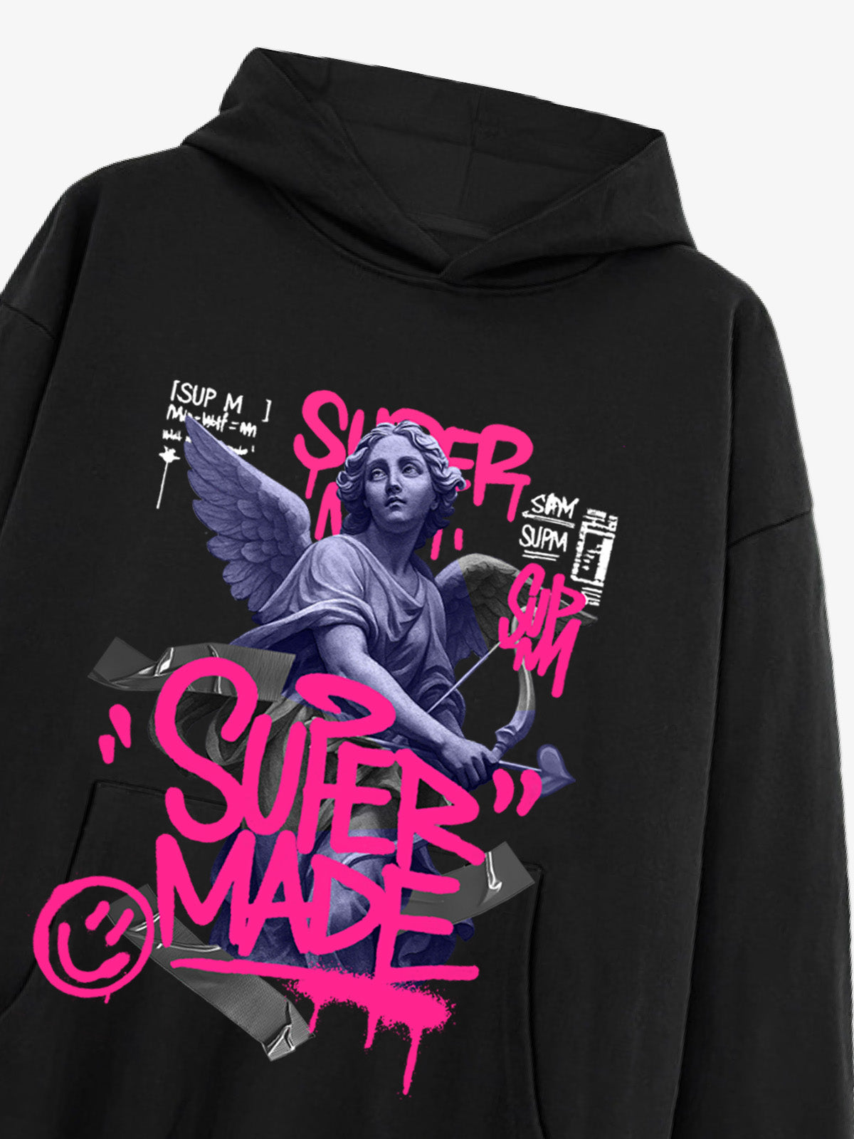 Graffiti Angel Print Hooded Sweatshirt