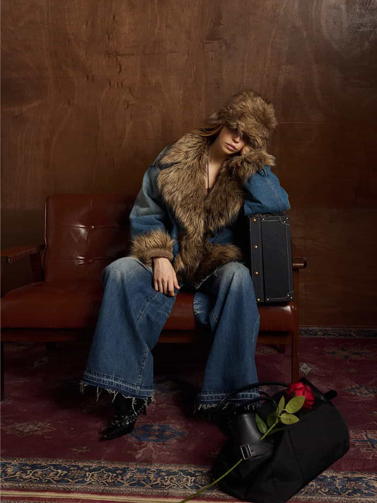 Winter-Ready Corduroy Jacket with Faux Fur Trim for Men