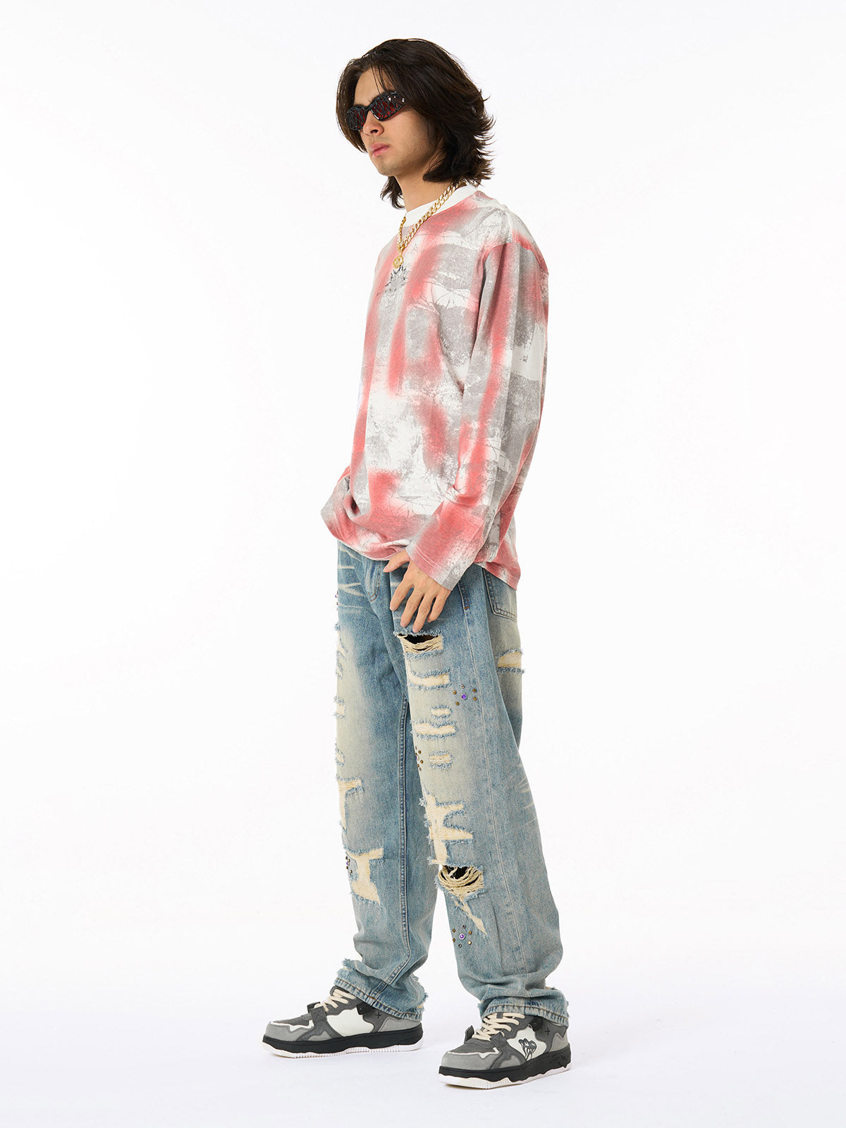 Tie-Dye Long Sleeve Tee for Trendy Streetwear Enthusiasts