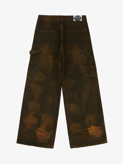 Vintage Mud-Dyed Wash Deconstructed Patchwork Jeans
