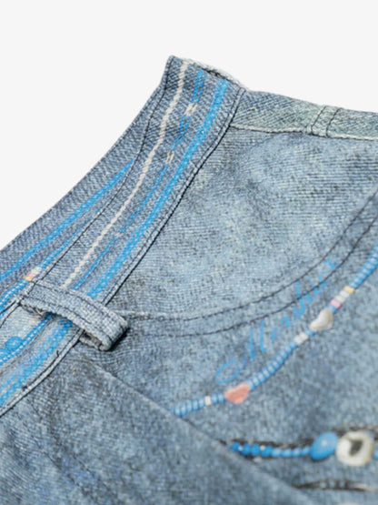 Hand-Painted Floral Denim Shorts for Summer Fashion