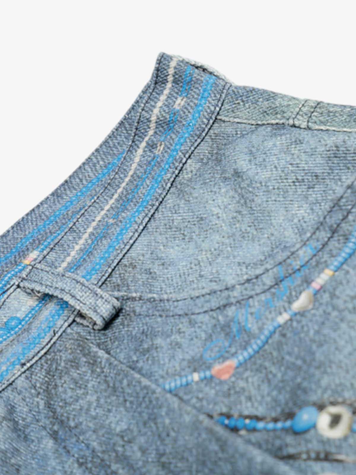 Hand-Painted Floral Denim Shorts for Summer Fashion