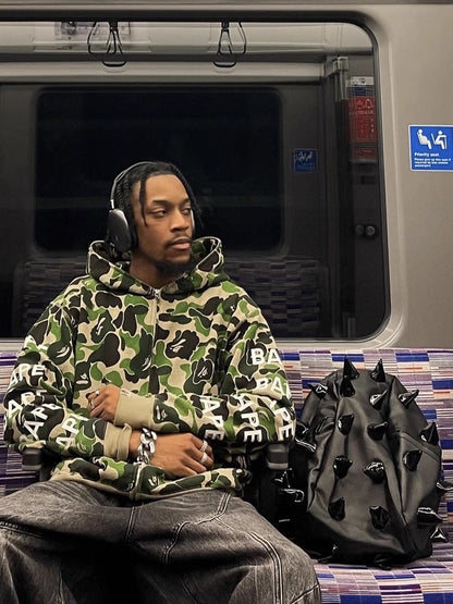 Street Rock Punk Dark Hedgehog Rivet Backpack