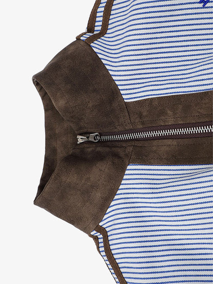 Striped Bomber Jacket with Contrast Panels for Women