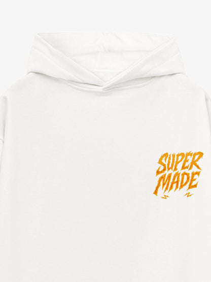 Distressed Graphic Hoodie with Bold Angel Wings Design for Men