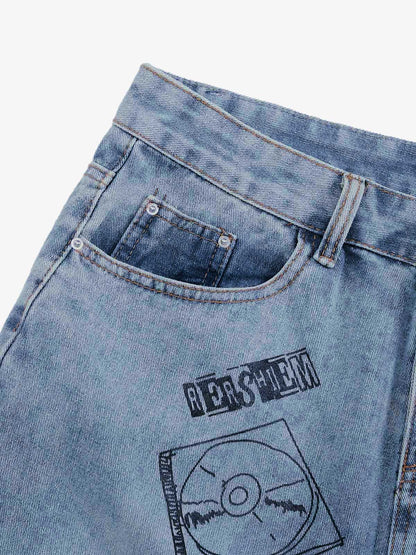 Retro Fun Graffiti Denim Jorts