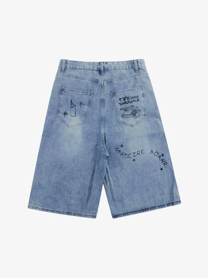 Retro Fun Graffiti Denim Jorts