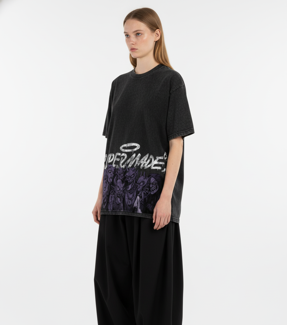 Dark Devil Maniac's Gothic Graffiti T-Shirt