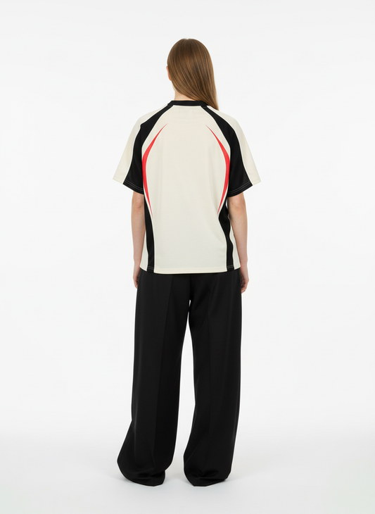 Contrast Color Stitching V-Neck Short-Sleeved T-Shirt