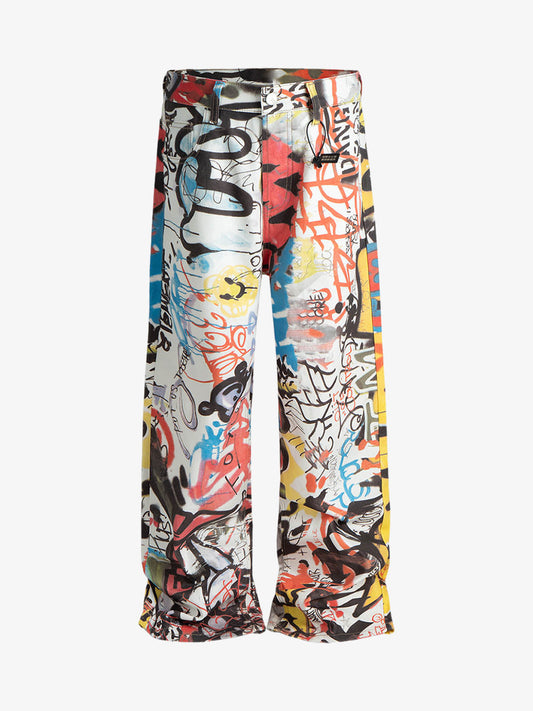 Graffiti Print Wide-Leg Pants for Urban Street Style