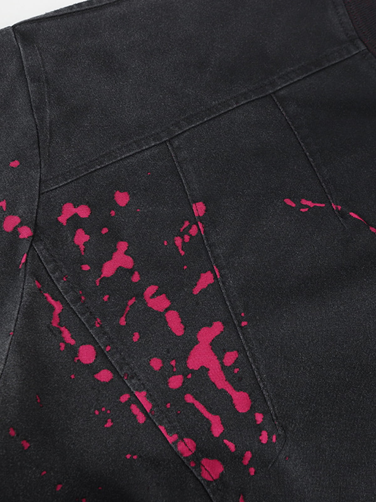 Stylish Black Long Sleeve Top with Pink Splatter Design for Modern Fashionistas