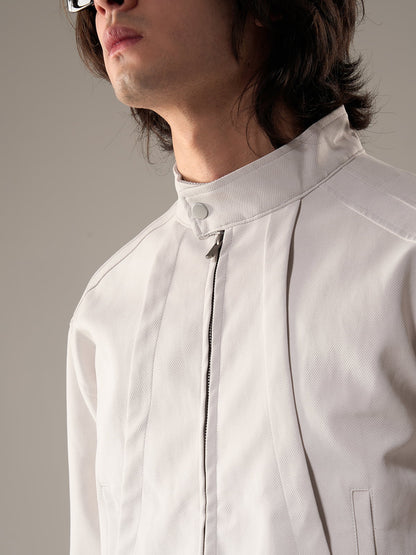 Stylish White Zip-Up Jacket for Modern Men - Perfect for Casual and Semi-Formal Occasions