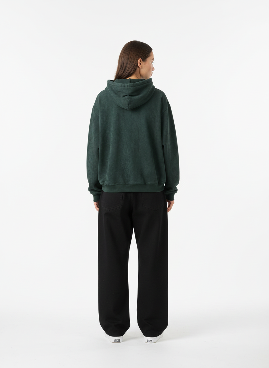 Suede Letter Embroidered Cropped Zip-Up Sweatshirt